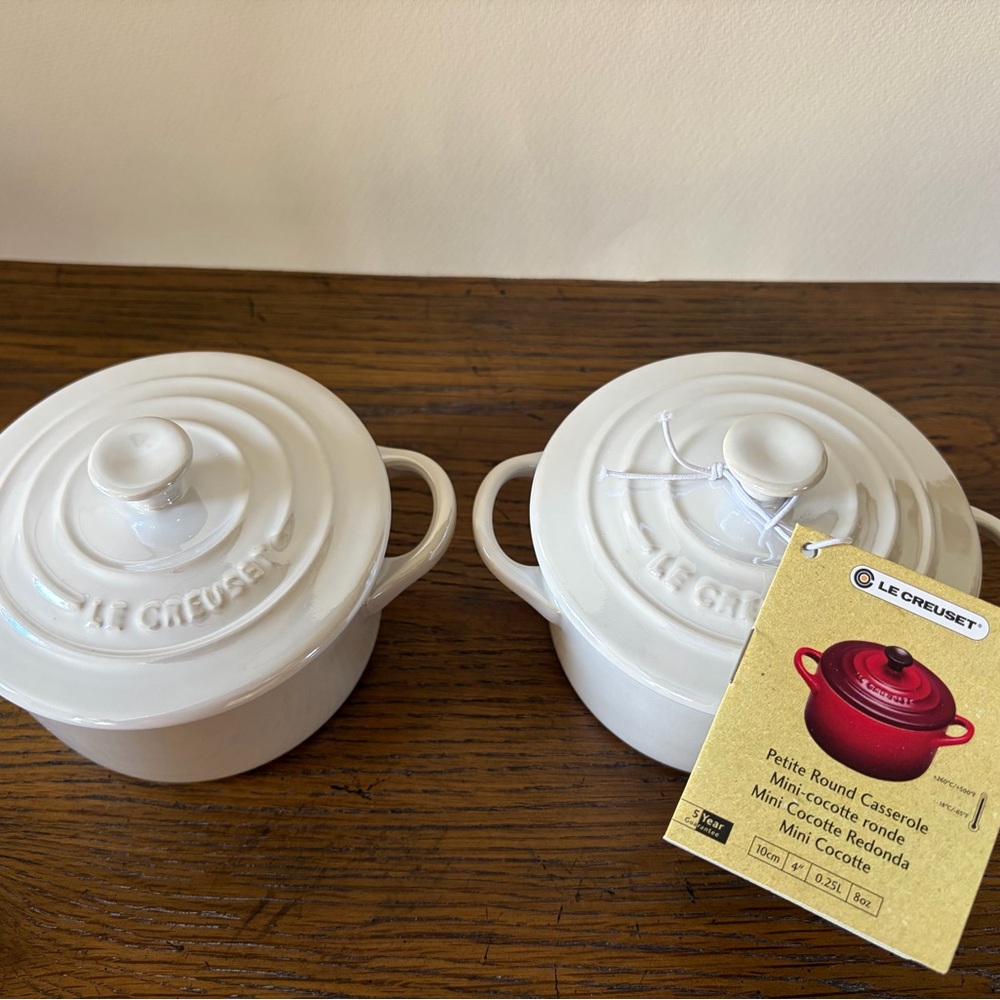 Le Creuset Cream Petite Round Casserole Pair, 8 oz.
